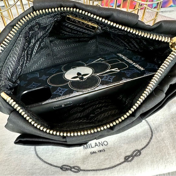 PRADA black satin Clutch wristlet bag with dust bag - Picture 9 of 12